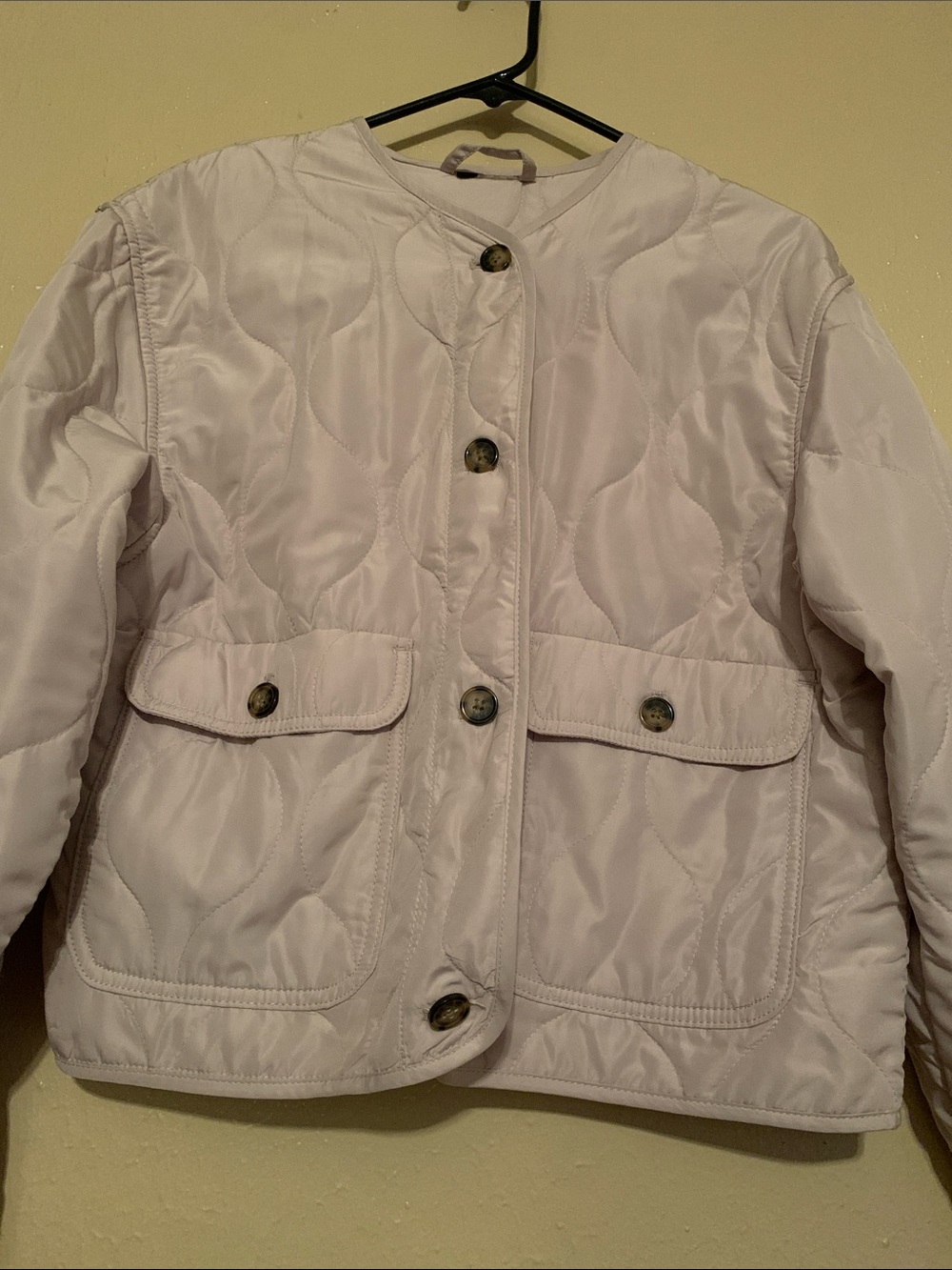 Quilted Button-Front Jacket in Light Cream